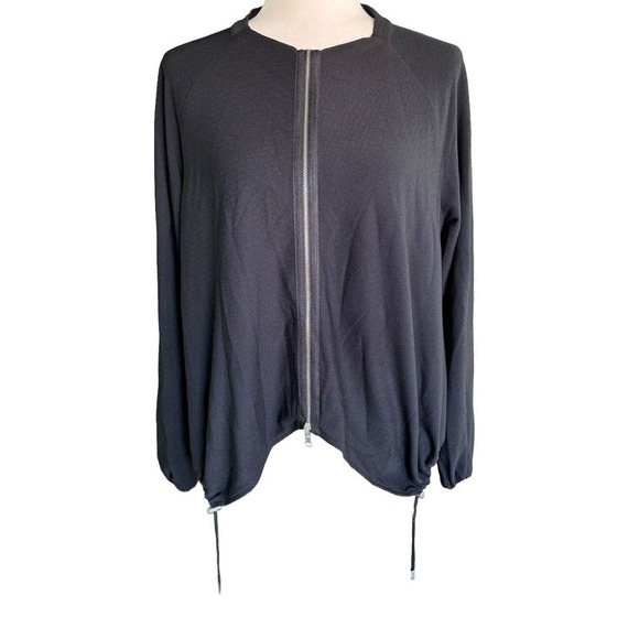 Lysse Women's Black Zip-Front Jacket Size Medium Drawstring Hem - Picture 1 of 13
